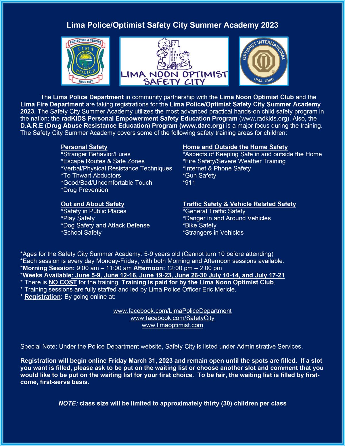 Safety City Lima Noon Optimist Club